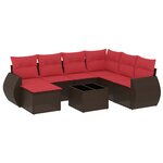 vidaXL Salon de jardin 8 Pièces avec coussins marron résine tressée