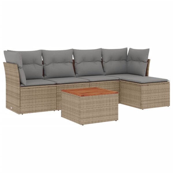 vidaXL Salon de jardin avec coussins 6Pièces mélange beige résine tressée