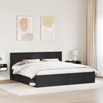 vidaXL Cadre de lit avec tête de lit Noir 200 x 200 cm Pin massif