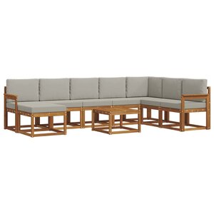 vidaXL Ensemble de canapés d'extérieur 9 pc Gris Naturel et Clair