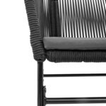 vidaXL Ensemble à manger de jardin et coussins 3 Pièces noir rotin verre