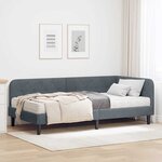 vidaXL Cadre de lit d'angle Gris foncé 90 x 190 cm Velours