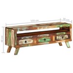 vidaXL Meuble TV Multicolore 110x30x40 cm Bois massif de récupération