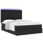 VidaXL Cadre de lit ottoman avec matelas noir 140x200 cm tissu