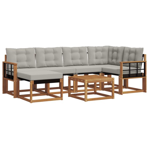 vidaXL Ensemble de canapés d'extérieur 7 pc Gris Naturel et Clair