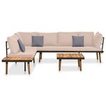 vidaXL Salon de jardin 4 Pièces avec coussins Bois massif d'acacia