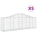 vidaXL Paniers à gabions arqués 5 Pièces 200x30x60/80 cm Fer galvanisé