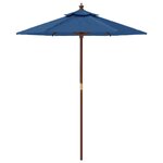 vidaXL Parasol de jardin avec mât en bois bleu azuré 196x231 cm