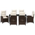 vidaXL Ensemble de salle à manger de jardin de 7 pièces avec coussins en rattan poly marron
