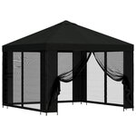 vidaXL Abri de jardin avec parois 3 x 3 m Noir Polyester et Acier