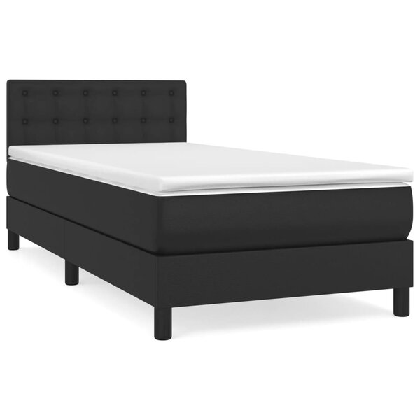 vidaXL Sommier à lattes de lit avec matelas Noir 90x200 cm Similicuir