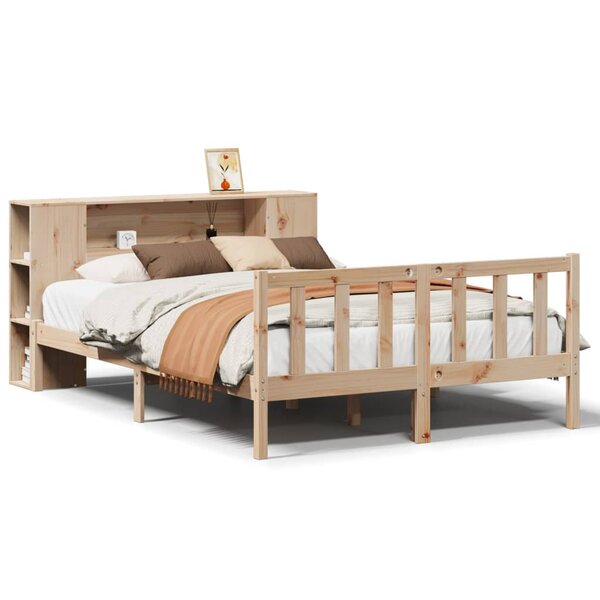 vidaXL Lit bibliothèque sans matelas 150x200 cm bois massif de pin