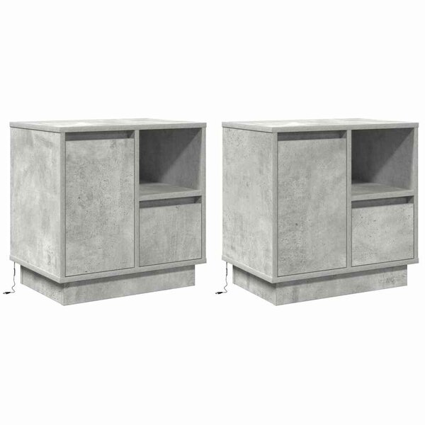 vidaXL Cabinet de chevet avec 2 Pièces Gris béton 50 x 34.5 x 50 cm.