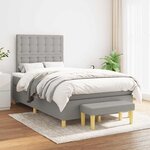 vidaXL Sommier à lattes de lit et matelas gris clair 120x190 cm tissu