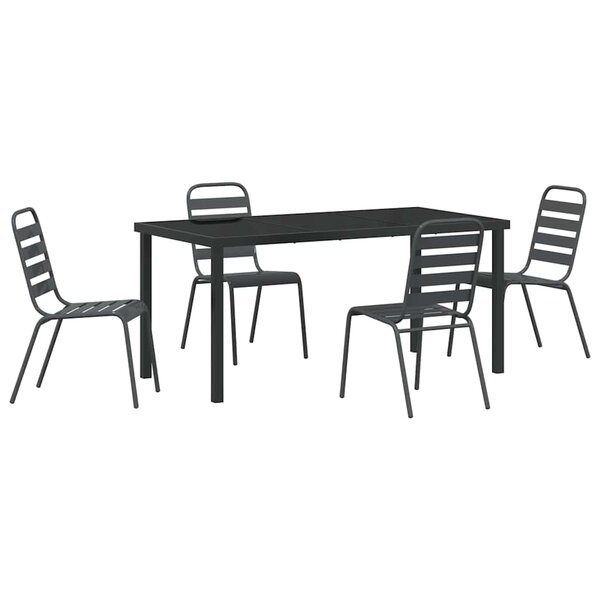 vidaXL Ensemble de salle à manger pour jardin 5 Pièces Gris foncé Acier