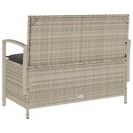 VidaXL Banc de rangement de jardin avec coussin gris clair polyrotin