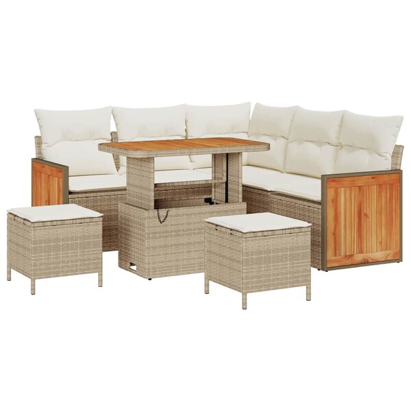 vidaXL Ensemble de canapé de jardin avec coussin 8 Pièces Beige et crème