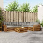 vidaXL Ensemble de canapés d'extérieur 6 Pièces Gris Naturel et Clair