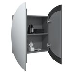 vidaXL Armoire de salle de bain miroir rond et LED Gris 54x54x17 5 cm