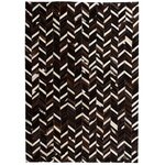 vidaXL Tapis Cuir véritable Patchwork 190 x 290 cm Chevron Noir/Blanc