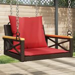 vidaXL Balancelle avec coussins marron 63x62x40 cm résine tressée