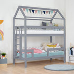 Lit superposé cabane MONTY 242 cm gris