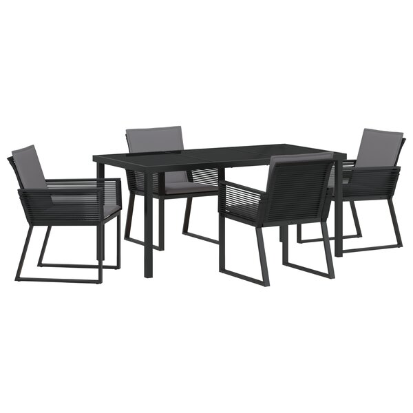 vidaXL Ensemble de jardin 5 pièces avec coussins en poly rotin noir
