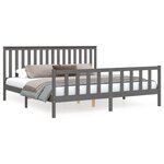 vidaXL Cadre de lit sans matelas gris 200x200 cm bois massif de pin