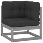 vidaXL Canapé d'angle de jardin coussins anthracite Bois de pin massif