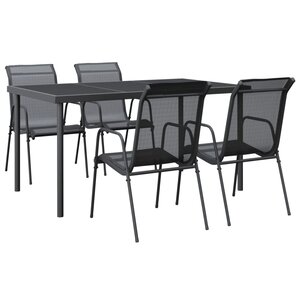 vidaXL Ensemble à manger de jardin 5 Pièces noir textilène et acier