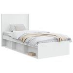 vidaXL Cadre de lit avec rangement et tête de lit Blanc 90 x 200 cm