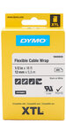 Dymo xtl - enrobage flexible de câbles en nylon  12mm x 5.5m - noir sur blanc