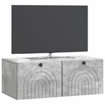 vidaXL Meuble TV mural Gris béton 78 5 x 41 x 30 cm Bois d'ingénierie