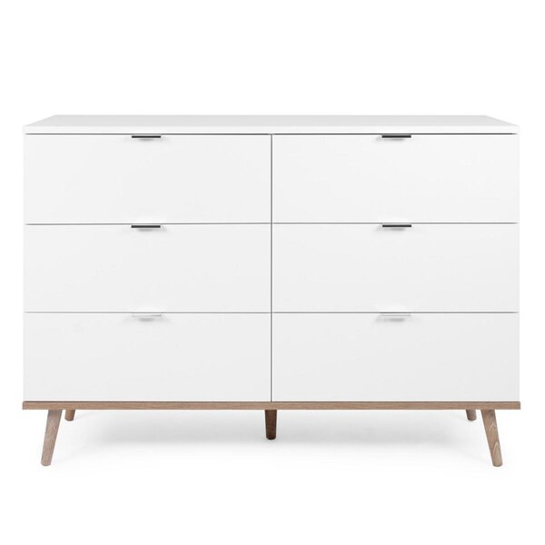 Commode avec 6 tiroirs en bois blanc 86 5x120x40cm