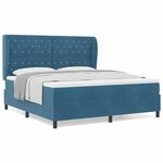 vidaXL Lit à ressorts avec matelas Bleu foncé 180 x 200 cm Velours