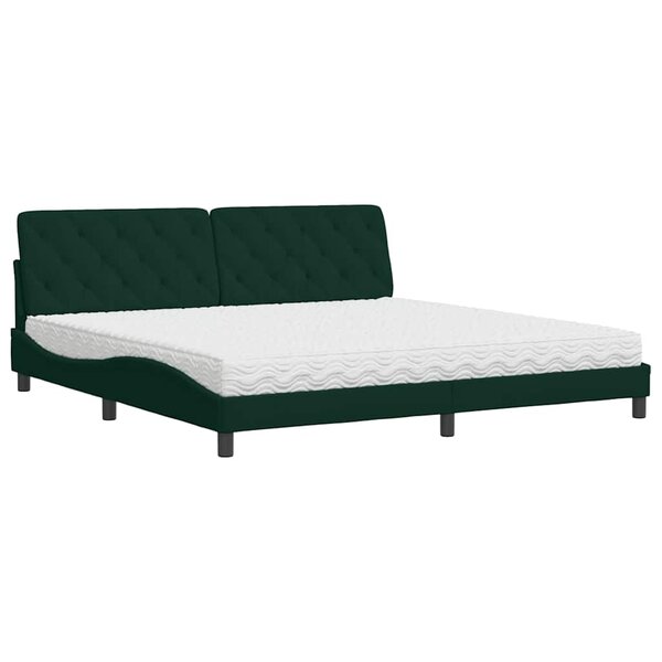 vidaXL Lit avec matelas vert foncé 200x200 cm velours