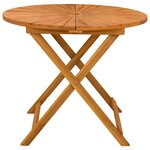 vidaXL Table de jardin pliante Naturel Ø90 x 75 cm