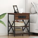 vidaXL Table de nuit avec station de chargement 2 Pièces Chêne marron