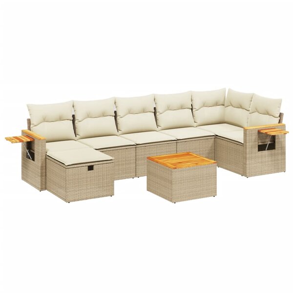 vidaXL Salon de jardin avec coussins 8 Pièces beige résine tressée