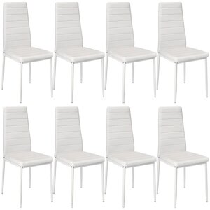Lot de 8 chaises siège de salon cuisine salle à manger design carré élégant blanc 08_0000144