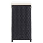 vidaXL Ensemble de bar de jardin 7 Pièces avec coussins poly rotin noir