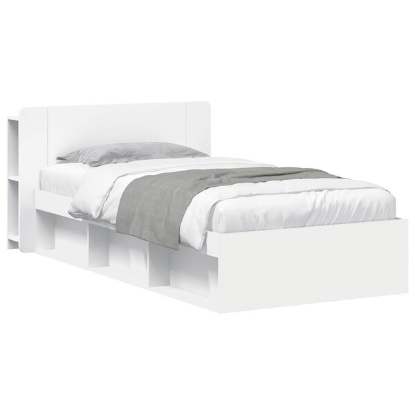 vidaXL Cadre de lit avec rangement avec tête de lit Blanc 100 x 200 cm