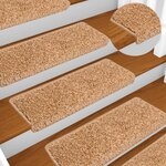 vidaXL Tapis d'escalier 5 pièces 65 x 21 x 4 cm Beige Bord rectangulaire