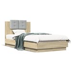 vidaXL Cadre de lit avec tête de lit chêne sonoma 75x190 cm