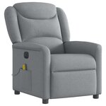 vidaXL Fauteuil de massage inclinable électrique gris clair tissu
