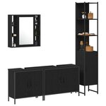 vidaXL Ensemble de mobilier de salle de bain avec étagère 4 Pièces Noir