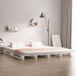vidaXL Lit de palette blanc 200x200 cm bois de pin massif