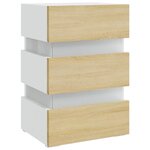 vidaXL Table de chevet à LED Blanc et chêne sonoma 45x35x67 cm