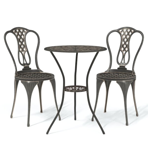 Ensemble de bistro jardin meuble extérieur terrasse 3 pièces aluminium coulé bronze 02_0013509