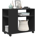 vidaXL Table d'appoint avec roues noir 70x35x60 cm bois d'ingénierie